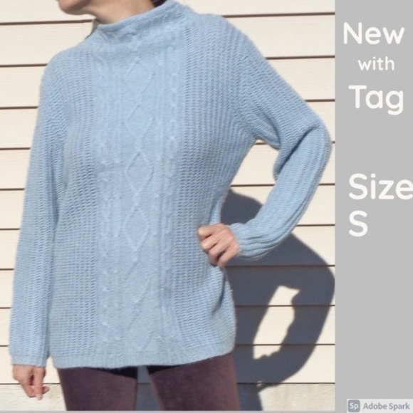 Vintage Sweaters - Y2K Vintage pastel blue pullover sweater 6% wool 5% mohair